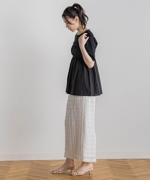 Droite lautreamont(ドロワットロートレアモン)の「コットン天竺ドッキングプルオーバー≪洗濯機で洗える≫(Tシャツ/カットソー・レディース・オフホワイト/ブラック・M)」の19枚目の写真