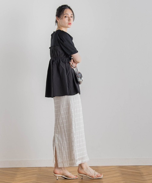 Droite lautreamont(ドロワットロートレアモン)の「コットン天竺ドッキングプルオーバー≪洗濯機で洗える≫(Tシャツ/カットソー・レディース・オフホワイト/ブラック・M)」の20枚目の写真