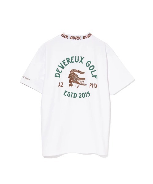DEVEREUX GOLF（デヴァローゴルフ）の「Classic Logo Rib モックネッククロコTシャツ（Tシャツ/カットソー・メンズ・オレンジ/アクア/ホワイト/ブラック・MEDIUM/LARGE/SMALL/X-LARGE）」の5枚目の写真