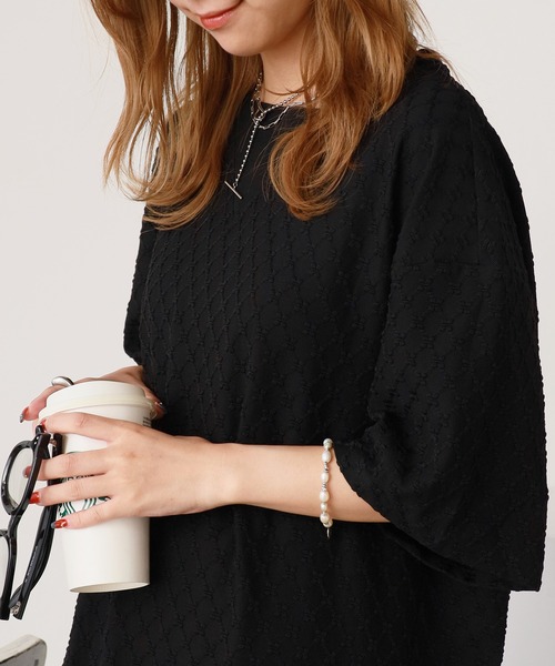 ROOPTOKYO(ループトウキョウ)の「ジャガード織り ベーシックTシャツ メンズ 秋物 秋服 2026年秋冬(Tシャツ/カットソー・メンズ・ブラック/ホワイト・L/M)」の4枚目の写真