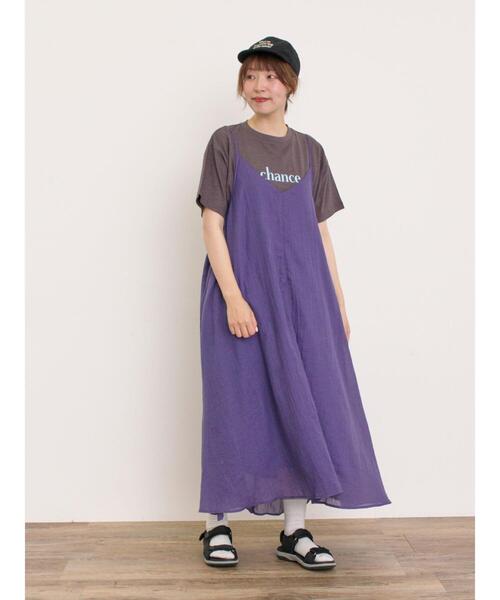 Samansa Mos2（サマンサ モスモス）の「ボイルキャミワンピース（ワンピース・レディース・レッド/グリーン/キナリ/モカ/パープル/ブラック・F）」の6枚目の写真