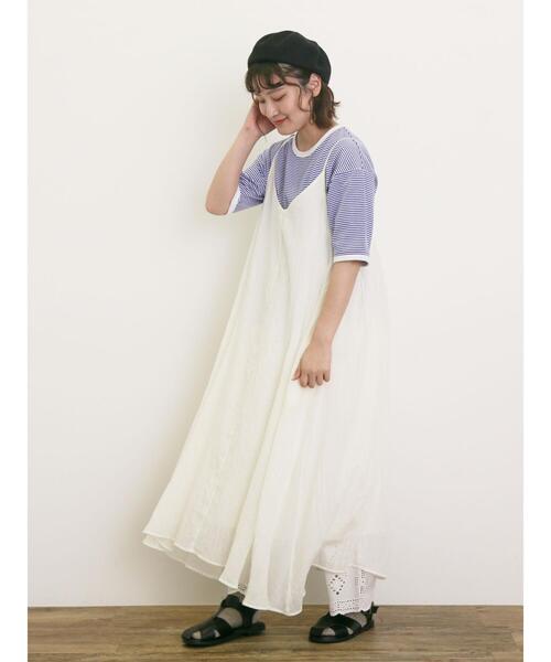 Samansa Mos2（サマンサ モスモス）の「ボイルキャミワンピース（ワンピース・レディース・レッド/グリーン/キナリ/モカ/パープル/ブラック・F）」の2枚目の写真