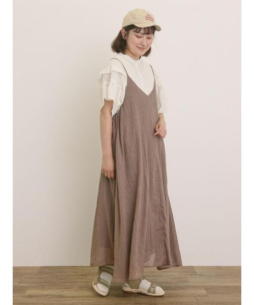 Samansa Mos2（サマンサ モスモス）の「ボイルキャミワンピース（ワンピース・レディース・レッド/グリーン/キナリ/モカ/パープル/ブラック・F）」の4枚目の写真