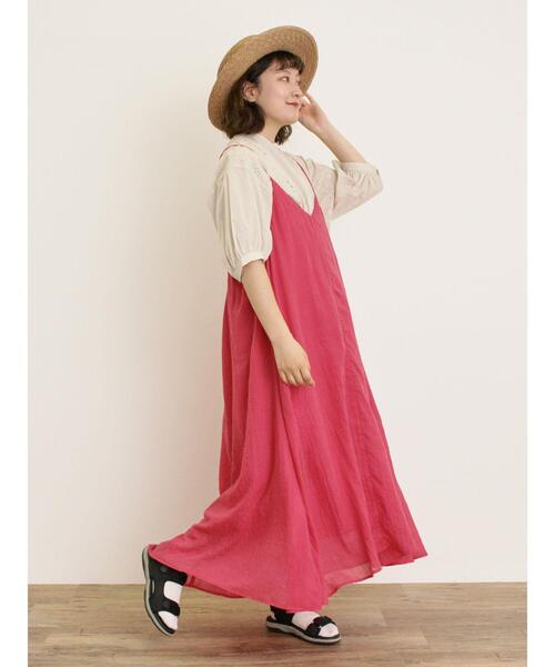 Samansa Mos2（サマンサ モスモス）の「ボイルキャミワンピース（ワンピース・レディース・レッド/グリーン/キナリ/モカ/パープル/ブラック・F）」の18枚目の写真