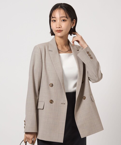 green label relaxing（グリーンレーベルリラクシング）の「カチリラ ダブル ジャケット -ウォッシャブル・ストレッチ-（テーラードジャケット・レディース・ライトグレー/その他1/ネイビー・36/40/38）」の2枚目の写真