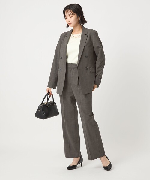 green label relaxing（グリーンレーベルリラクシング）の「カチリラ ダブル ジャケット -ウォッシャブル・ストレッチ-（テーラードジャケット・レディース・ライトグレー/その他1/ネイビー・36/40/38）」の6枚目の写真