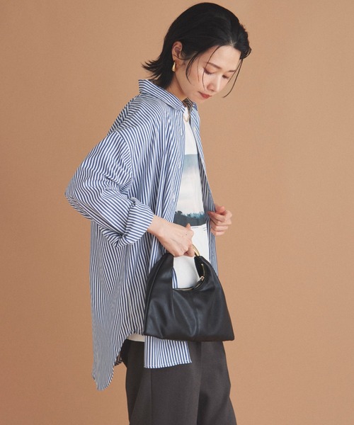 Doux archives（ドゥアルシーヴ）の「ストライプベーシックオーバーシャツ（シャツ/ブラウス・レディース・ワイン/ネイビー/ブラウン・38）」の4枚目の写真