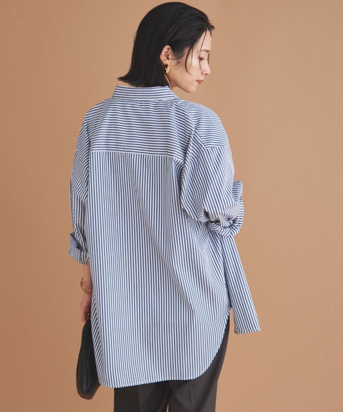 Doux archives（ドゥアルシーヴ）の「ストライプベーシックオーバーシャツ（シャツ/ブラウス・レディース・ワイン/ネイビー/ブラウン・38）」の13枚目の写真