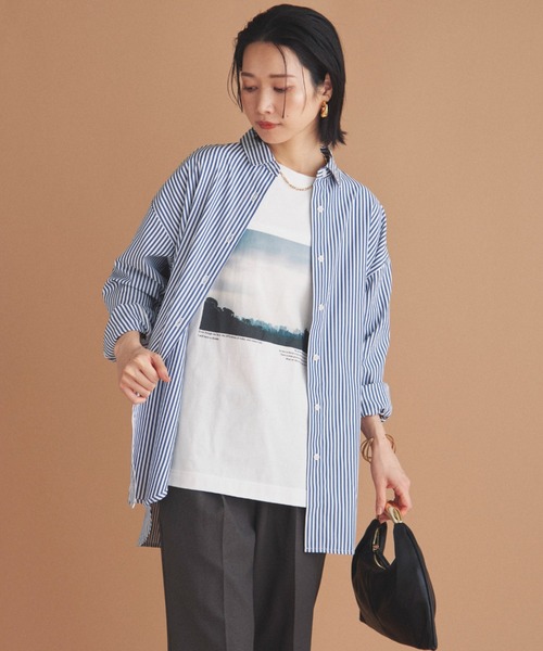 Doux archives（ドゥアルシーヴ）の「ストライプベーシックオーバーシャツ（シャツ/ブラウス・レディース・ワイン/ネイビー/ブラウン・38）」の10枚目の写真