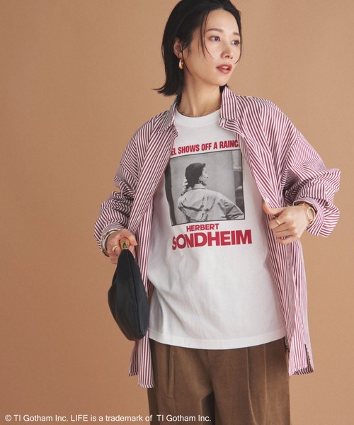 Doux archives（ドゥアルシーヴ）の「ストライプベーシックオーバーシャツ（シャツ/ブラウス・レディース・ワイン/ネイビー/ブラウン・38）」の19枚目の写真