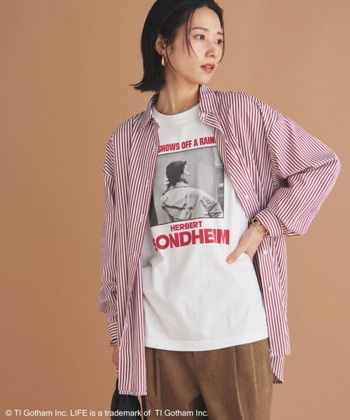 Doux archives（ドゥアルシーヴ）の「ストライプベーシックオーバーシャツ（シャツ/ブラウス・レディース・ワイン/ネイビー/ブラウン・38）」の20枚目の写真