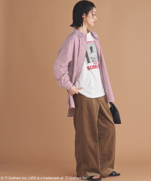 Doux archives（ドゥアルシーヴ）の「ストライプベーシックオーバーシャツ（シャツ/ブラウス・レディース・ワイン/ネイビー/ブラウン・38）」の16枚目の写真