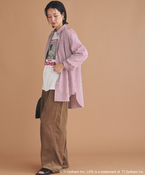 Doux archives（ドゥアルシーヴ）の「ストライプベーシックオーバーシャツ（シャツ/ブラウス・レディース・ワイン/ネイビー/ブラウン・38）」の15枚目の写真