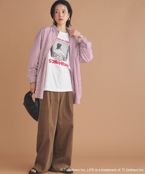 Doux archives（ドゥアルシーヴ）の「ストライプベーシックオーバーシャツ（シャツ/ブラウス・レディース・ワイン/ネイビー/ブラウン・38）」の18枚目の写真