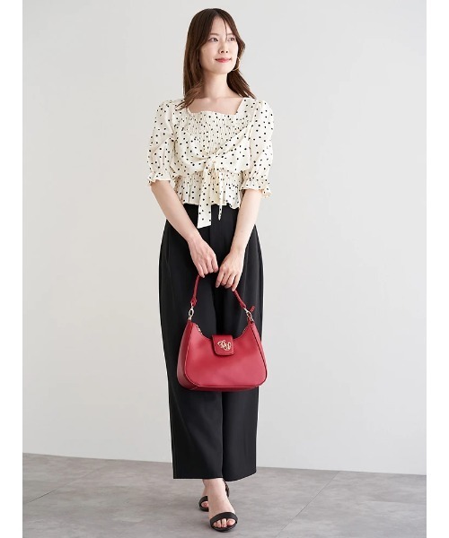 LUDIC PARK（ルディックパーク）の「ドット柄シャーリングリボンブラウス（シャツ/ブラウス・レディース・アイボリー・M）」の13枚目の写真