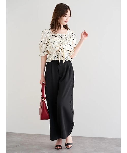 LUDIC PARK（ルディックパーク）の「ドット柄シャーリングリボンブラウス（シャツ/ブラウス・レディース・アイボリー・M）」の12枚目の写真