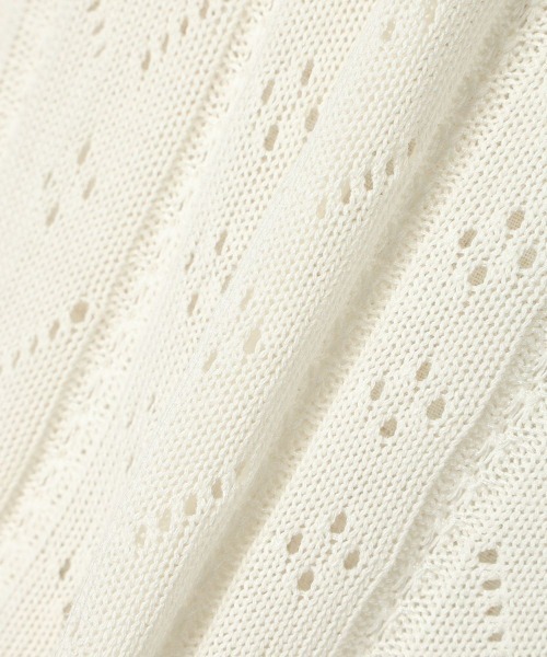F i.n.t（フィント）の「【涼しげニット】ストライプ透かし編みサマーニットボレロ　夏服（カーディガン/ボレロ・レディース・ネイビー/オフホワイト/ブルーグレー・FREE）」の6枚目の写真
