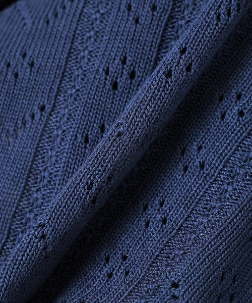 F i.n.t（フィント）の「【涼しげニット】ストライプ透かし編みサマーニットボレロ　夏服（カーディガン/ボレロ・レディース・ネイビー/オフホワイト/ブルーグレー・FREE）」の7枚目の写真