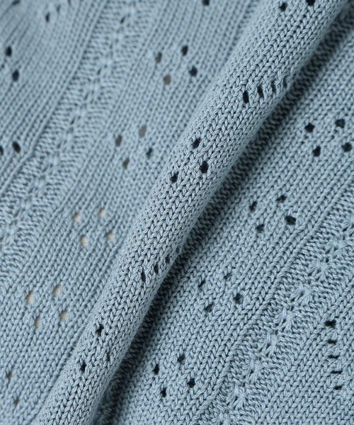 F i.n.t（フィント）の「【涼しげニット】ストライプ透かし編みサマーニットボレロ　夏服（カーディガン/ボレロ・レディース・ネイビー/オフホワイト/ブルーグレー・FREE）」の8枚目の写真