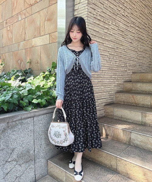 F i.n.t（フィント）の「【涼しげニット】ストライプ透かし編みサマーニットボレロ　夏服（カーディガン/ボレロ・レディース・ネイビー/オフホワイト/ブルーグレー・FREE）」の22枚目の写真