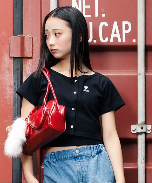 algy(アルジー)の「リブキャミ&カーデセット(その他トップス・キッズ・ブラック/アイボリー/サックスブルー・SMALL/MEDIUM/X-SMALL/XX-SMALL)」の1枚目の写真