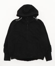 古着　アンスリード　変形プルオーバーパーカーＦ　黒　編み目レース HEM CUT SHORT HOODIE パーカー プルオーバー ショート丈 変形