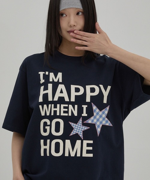 WaiKei(ワイケイ)の「★K-POPアイドル着用【UNISEX】Wai Kei/IM HAPPY Tシャツ(Tシャツ/カットソー・レディース・ピンク/ホワイト/ネイビー・MEDIUM/LARGE)」の7枚目の写真