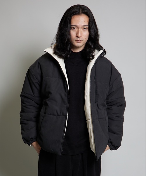 MandO(エムオー)(エムオー)の「2WAYピーチ起毛*ナイロンテックリバーシブルジャケット(ブルゾン・メンズ・ネイビー/ブラック・LARGE/MEDIUM)」の1枚目の写真