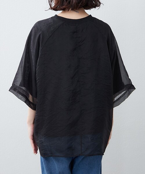 NUNIFE(ユニフィー)の「【NUNIFE】オーガンジー重ねラグランT(Tシャツ/カットソー・レディース・ブラック/ブルー系その他/グレイッシュベージュ/ピンク/オフホワイト・FREE)」の11枚目の写真