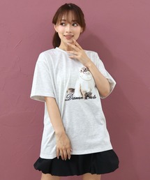 CECIL McBEE | CATプリントパール・リボン付きTシャツ(Tシャツ/カットソー)