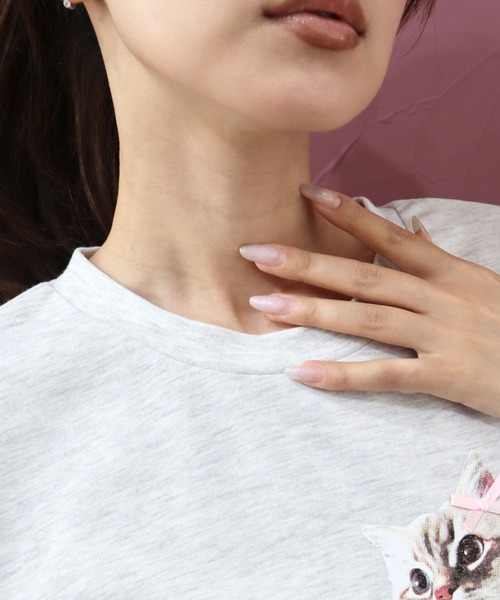 CECIL McBEE（セシルマクビー）の「CATプリントパール・リボン付きTシャツ（Tシャツ/カットソー・レディース・オフホワイト/チャコールグレー/アイボリー・MEDIUM/LARGE）」の16枚目の写真