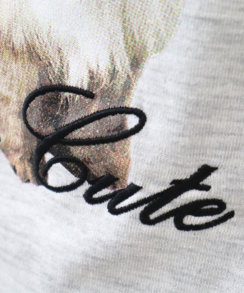 CECIL McBEE（セシルマクビー）の「CATプリントパール・リボン付きTシャツ（Tシャツ/カットソー・レディース・オフホワイト/チャコールグレー/アイボリー・MEDIUM/LARGE）」の20枚目の写真