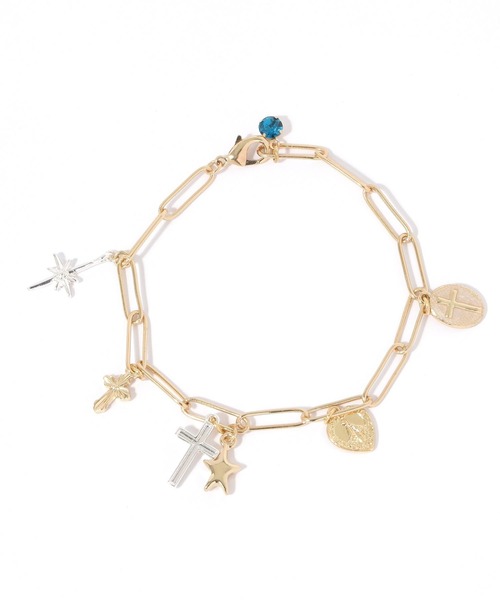 BAYFLOW（ベイフロー）の「クロスコインチャームブレスレット（ブレスレット・レディース・ライトグレー/イエロー・FREE）」の2枚目の写真