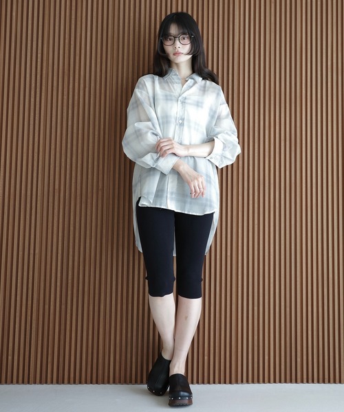 EIMY ISTOIRE(エイミーイストワール)の「シアーチェック2WAYシャツ(シャツ/ブラウス・レディース・アイボリー/ブラウン・F)」の17枚目の写真