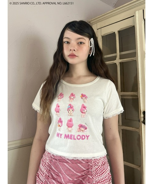 sanrio(サンリオ)の「【MY MELODY】 ENCYCLOPEDIA TEE(Tシャツ/カットソー・レディース・ブラック/オフホワイト・FREE)」の5枚目の写真