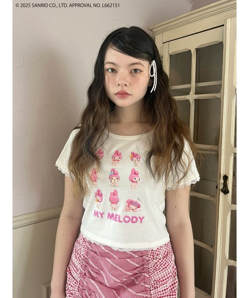 sanrio(サンリオ)の「【MY MELODY】 ENCYCLOPEDIA TEE(Tシャツ/カットソー・レディース・ブラック/オフホワイト・FREE)」の6枚目の写真