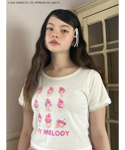 sanrio(サンリオ)の「【MY MELODY】 ENCYCLOPEDIA TEE(Tシャツ/カットソー・レディース・ブラック/オフホワイト・FREE)」の7枚目の写真