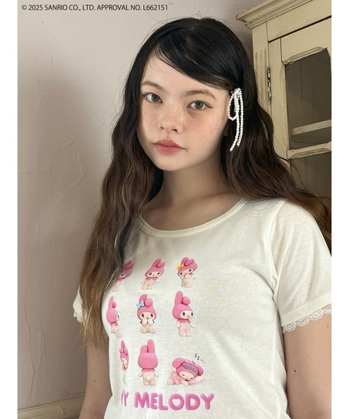sanrio(サンリオ)の「【MY MELODY】 ENCYCLOPEDIA TEE(Tシャツ/カットソー・レディース・ブラック/オフホワイト・FREE)」の11枚目の写真