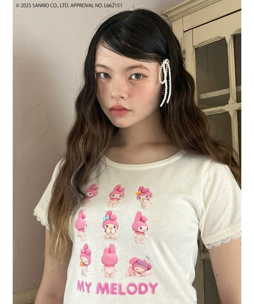 sanrio(サンリオ)の「【MY MELODY】 ENCYCLOPEDIA TEE(Tシャツ/カットソー・レディース・ブラック/オフホワイト・FREE)」の3枚目の写真