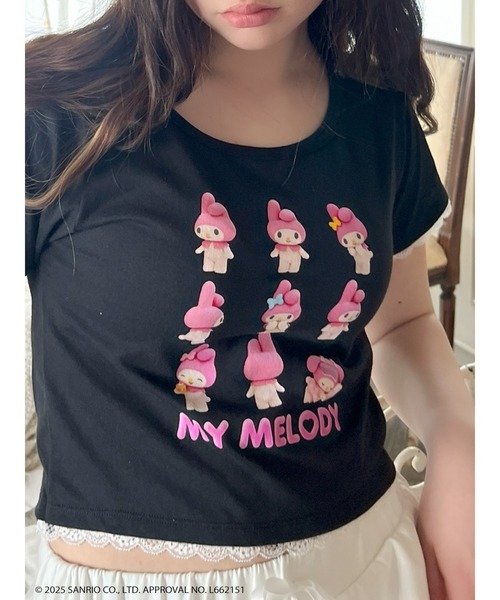 sanrio(サンリオ)の「【MY MELODY】 ENCYCLOPEDIA TEE(Tシャツ/カットソー・レディース・ブラック/オフホワイト・FREE)」の4枚目の写真