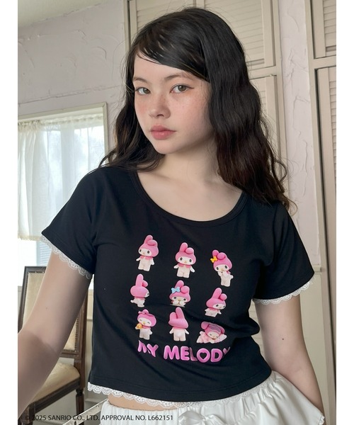 sanrio(サンリオ)の「【MY MELODY】 ENCYCLOPEDIA TEE(Tシャツ/カットソー・レディース・ブラック/オフホワイト・FREE)」の8枚目の写真