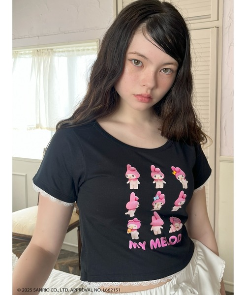 sanrio(サンリオ)の「【MY MELODY】 ENCYCLOPEDIA TEE(Tシャツ/カットソー・レディース・ブラック/オフホワイト・FREE)」の9枚目の写真