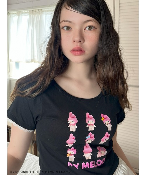 sanrio(サンリオ)の「【MY MELODY】 ENCYCLOPEDIA TEE(Tシャツ/カットソー・レディース・ブラック/オフホワイト・FREE)」の10枚目の写真