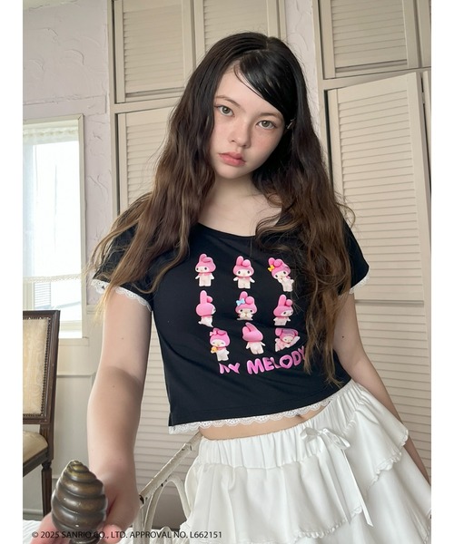 sanrio(サンリオ)の「【MY MELODY】 ENCYCLOPEDIA TEE(Tシャツ/カットソー・レディース・ブラック/オフホワイト・FREE)」の14枚目の写真