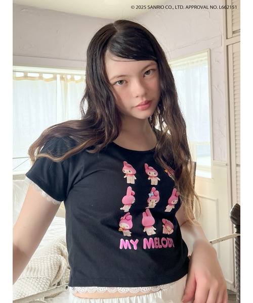 sanrio(サンリオ)の「【MY MELODY】 ENCYCLOPEDIA TEE(Tシャツ/カットソー・レディース・ブラック/オフホワイト・FREE)」の15枚目の写真