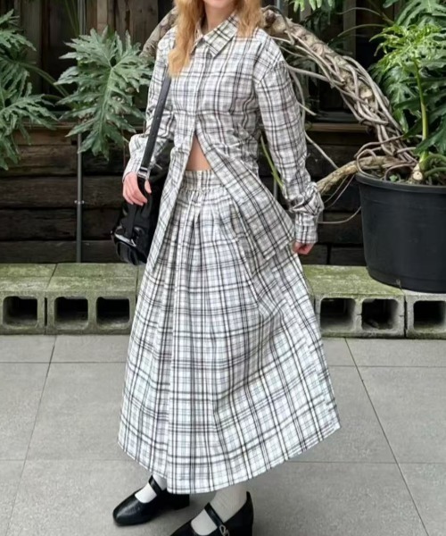 AsRiRe（アスリレイ）の「セットアップ 2wayチェック柄シャツ+ロング