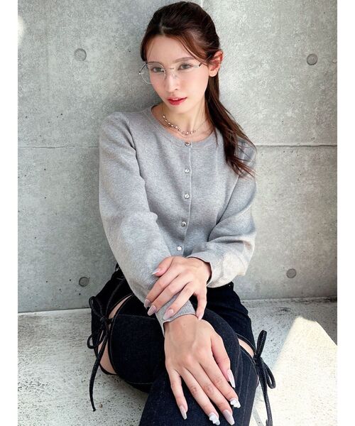 RESEXXY（リゼクシー）の「クルーネックニットカーデ（カーディガン/ボレロ・レディース・その他1/レッド/ブルー/ブラック/グレー・FREE）」の13枚目の写真