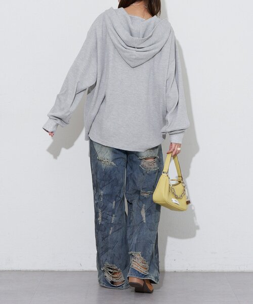 RePRODUCTION LABEL（リプロダクションレーベル）の「【RePRODUCTION LABEL / リプロダクションレーベル】フェードスキッパーサーマルロンT（Tシャツ/カットソー・レディース・レッド/ブルー/チャコールグレー/グレー・FREE）」の9枚目の写真