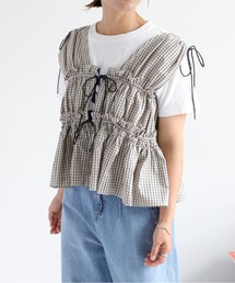 cepo | チェックフリルシャーリングベスト(ベスト)