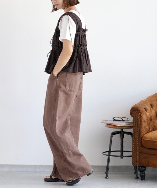 cepo（セポ）の「チェックフリルシャーリングベスト（ベスト・レディース・ブラウン系/ブラック系/ブルー系/ホワイト系・M）」の18枚目の写真